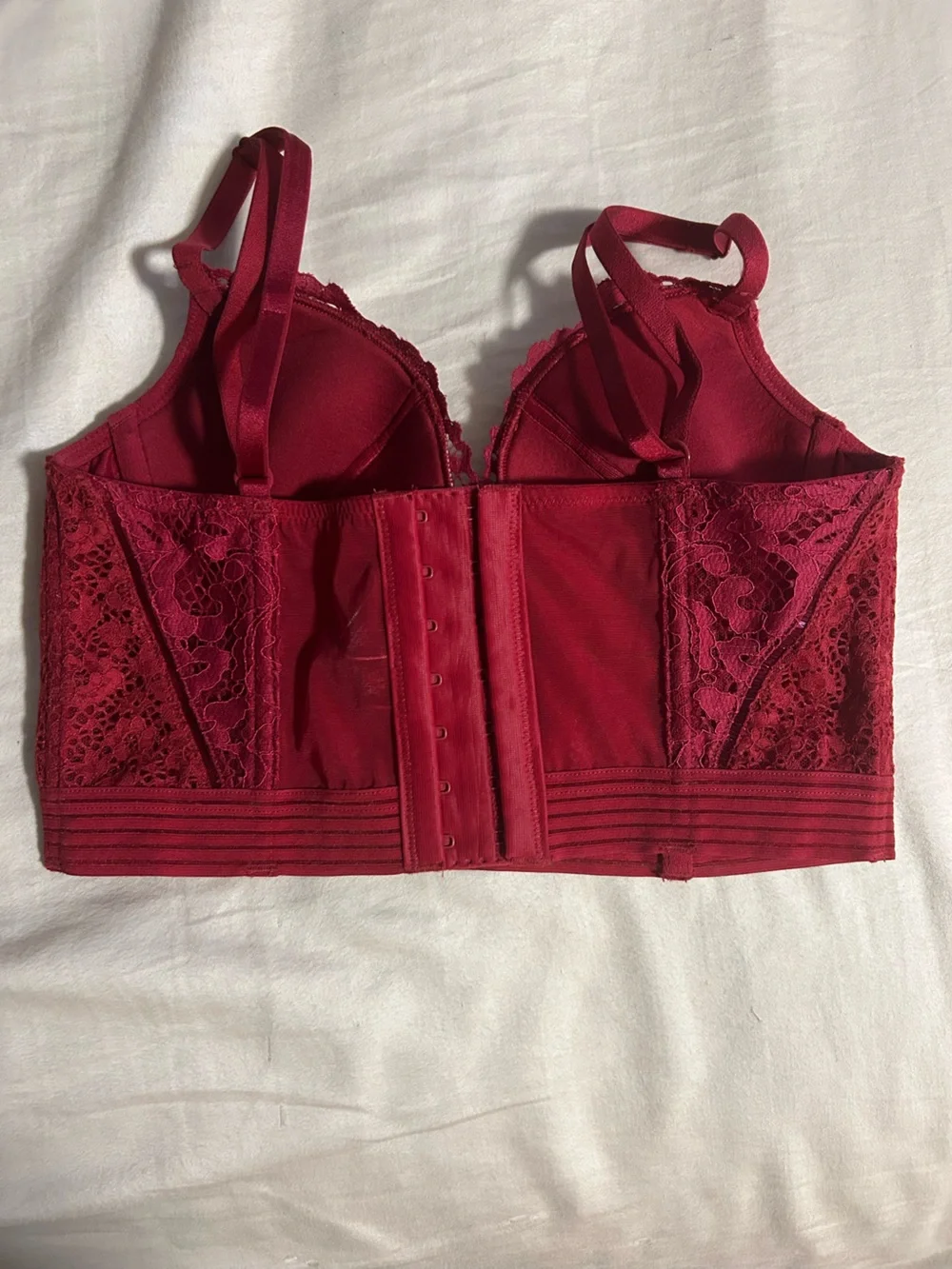 Victoria's Secret Burgundy Lace Longline Keyhole Bra Size 32B